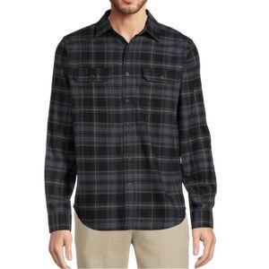 George | Super Soft Flannel Burgundy Black Plaid Long Sleeve Button Down Shirt